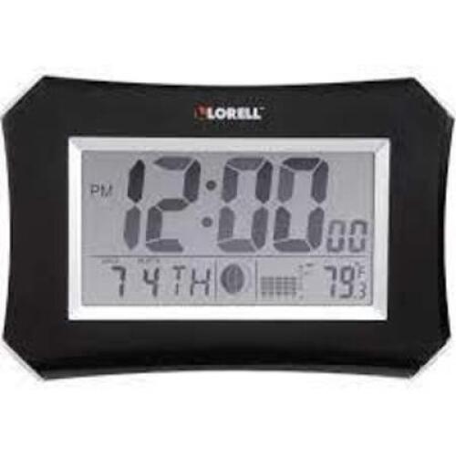 DESCRIPTION: (2) WALL / DESKTOP ALARM CLOCK BRAND/MODEL: LORELL #60998 INFORMATION: BLACK/SILVER RETAIL$: $65.56 EA SIZE: 10-1/4" X 7" LCD QTY: 2