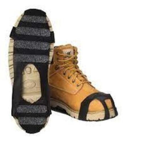 DESCRIPTION: (4) PAIRS OF TRACTION CONTROL DEVICE OVER SHOE WEAR BRAND/MODEL: GRIPS-LITE INFORMATION: BLACK/GRAY RETAIL$: $66.58 PER PAIR SIZE: MENS 5