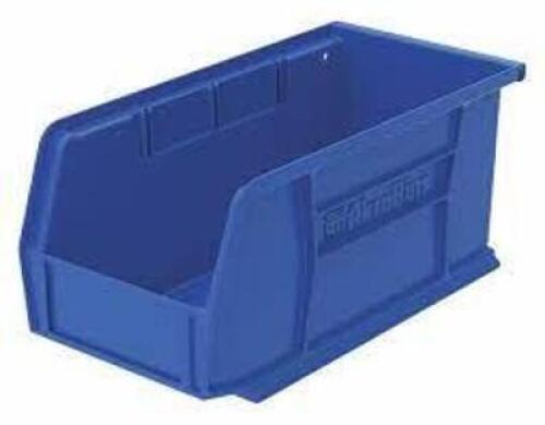 DESCRIPTION: (24) STORAGE SHELF BINS BRAND/MODEL: AKRO-MILS #5W840 INFORMATION: BLUE RETAIL$: $4.11 EA SIZE: 4X11-5/8X4-1/8 QTY: 24