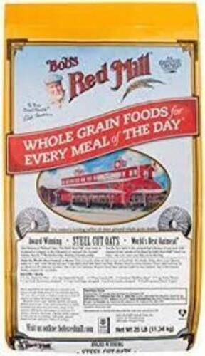 DESCRIPTION: (1) WHOLE GRAIN STEEL CUT OATS BRAND/MODEL: BOB'S RED MILL RETAIL$: $40.00 EA SIZE: 25 LB QTY: 1