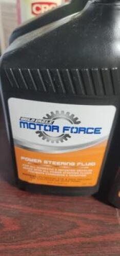 DESCRIPTION: (4) POWER STEERING FLUID BRAND/MODEL: GOLD EAGLE MOTOR FORCE RETAIL$: $7.00 EA SIZE: 1 QT QTY: 4