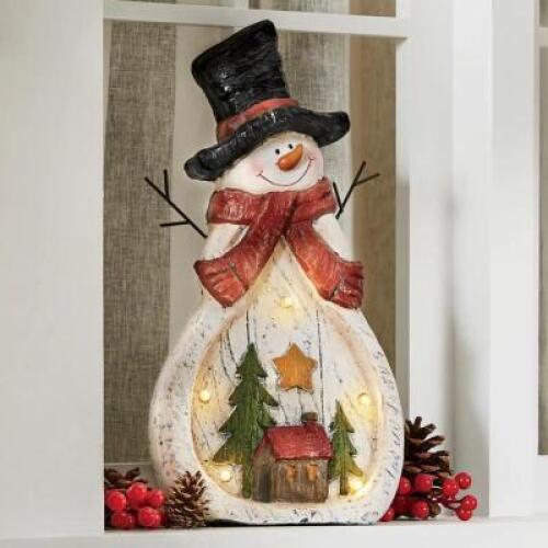 LED Large Shiplap-Style Snowman