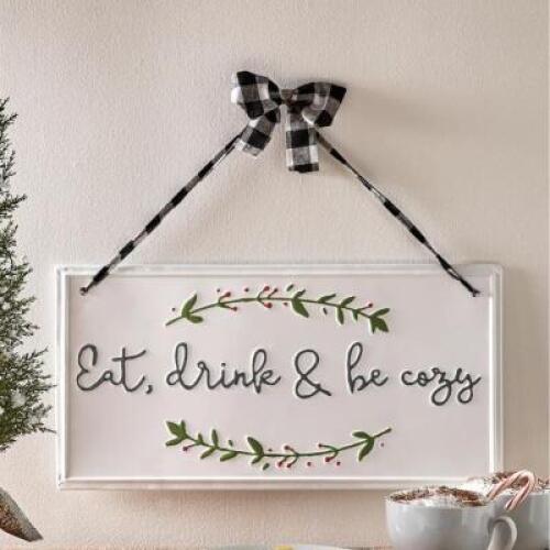 Eat Drink and Be Cozy Enamel Sign
