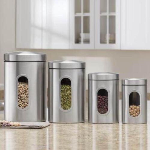 4-Piece Stainless Steel Window Canister Set