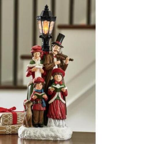 LED Carolers and Lamppost Figurine