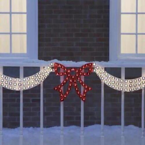 Dazzling Lighted Swag & Bow