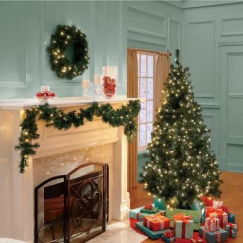 3-Piece Prelit Tree, Wreath and Garland Set