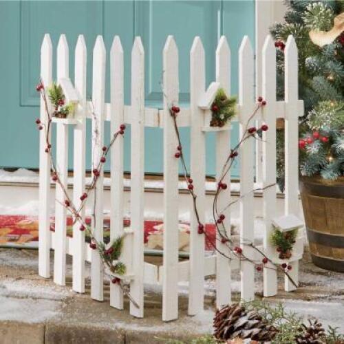 White Wooden Christmas Fence
