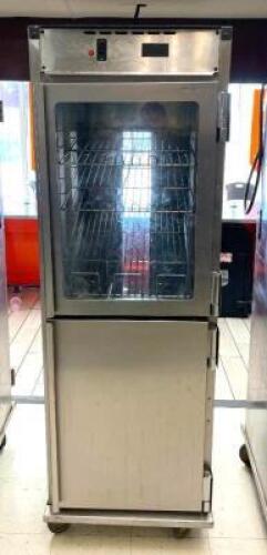 FULL HEIGHT STAINLESS STEEL INSULATED MOBILE HEATED CABINET WITH THROUGH DOORS