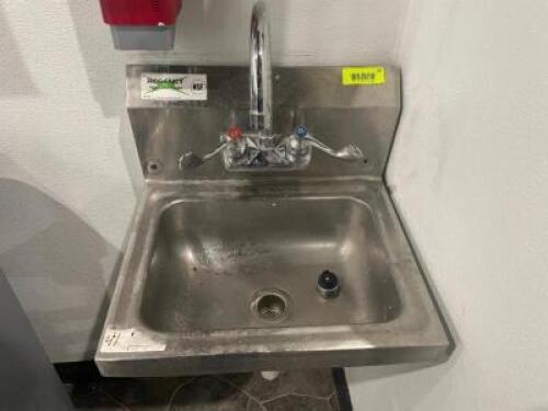DESCRIPTION: WALL MOUNTED STAINLESS HAND SINK BRAND / MODEL: REGENCY LOCATION: KITCHEN QTY: 1