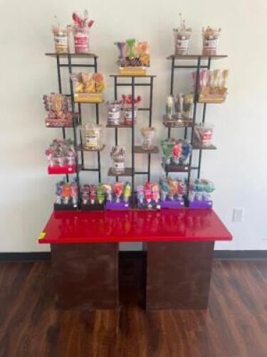 DESCRIPTION: 48" CUSTOM MADE DISPLAY SHELVING UNIT AND COUNTER SIZE 48" X 24" X 72" LOCATION: KITCHEN QTY: 1