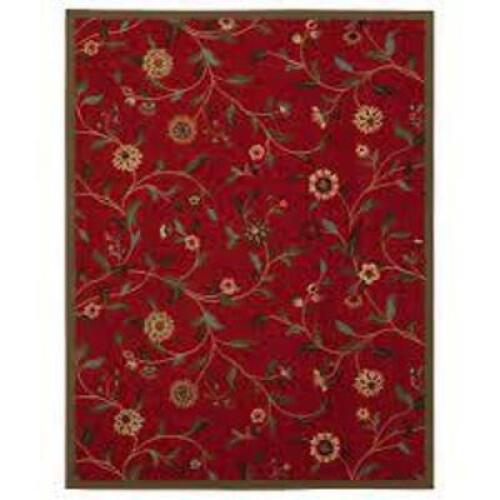 Ottohome Collection Floral Garden Design Dark Red 3 ft. x 5 ft. Non-Skid Area Rug