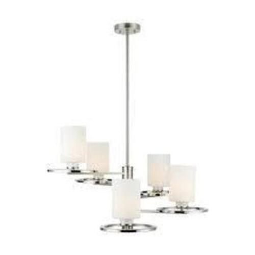 Silas Peak 5-Light Polished Nickel and Brushed Nickel Chandelier