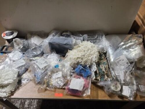 DESCRIPTION: (1) TABLE OF MISC CLEANING AND ELECTRIC SUPPLIES BRAND/MODEL: MANY SIZE: MUST COME INSPECT QTY: 1