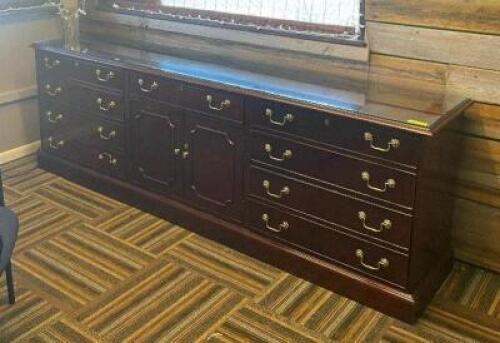 91" EXECUTIVE FILE CABINET / HUTCH WITH GLASS TOP