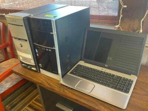 (3) - PC. COMPUTER TOWER AND LAPTOP SET