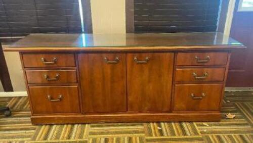 78" FILE CABINET / HUTCH WITH GLASS TOP