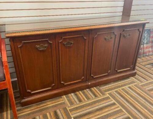 62" GLASS TOP FILE CABINET / HUTCH