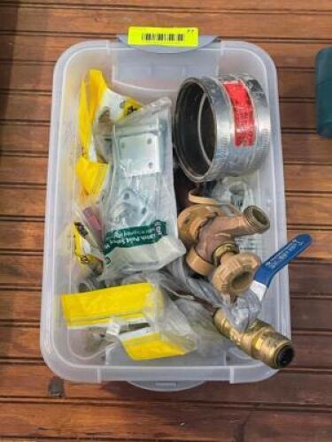 BUCKET OF ASSORTED PLUMBING PARTS