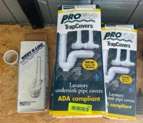 LAVATORY PIPE COVER AND FLUSH VALVE SET