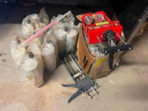 ASSORTED GROUP OF CALKING GUNS AND MATERIAL