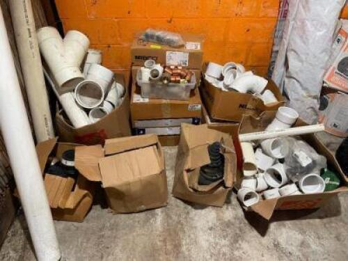 EXTREMELY LARGE GROUP OF ASSORTED PVC PIPE AND HARDWARE