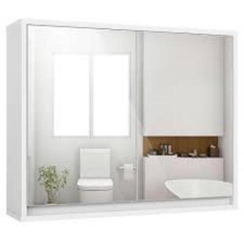 22 in. W Wall Mounted Bathroom Wall Cabinet with Double Mirror Door Shelf in White