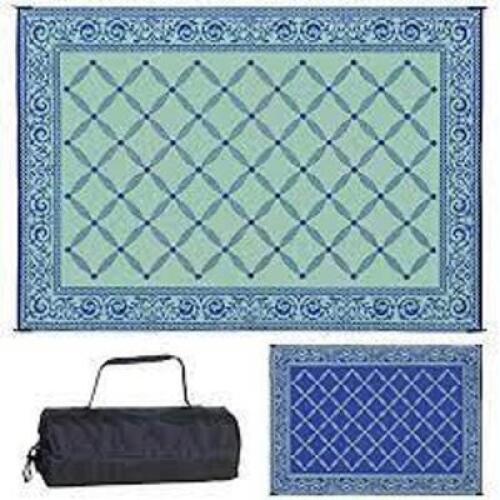 Outdoor Patio 9-Feet x 12-Feet, Blue/light-Green RV Camping Mat
