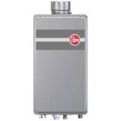 DESCRIPTION: (1) TANKLESS WATER HEATER BRAND/MODEL: RHEEM-RUUD/RTG-84DVLN INFORMATION: NATURAL GAS/11,000 TO 180,000 BTUH RETAIL$: 1,086.74 SIZE: 25-5