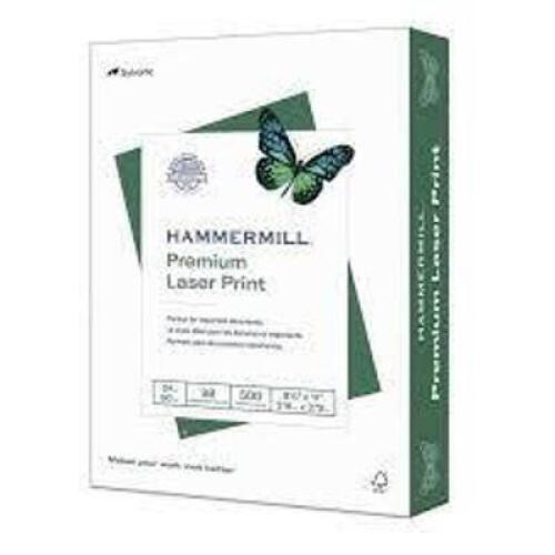 DESCRIPTION: (1) BOX OF (4) REAMS PRINTER PAPERBRAND/MODEL: HAMMERMILLINFORMATION: WHITERETAIL$: $40.00 EASIZE: 8-1/2X11QTY: 1