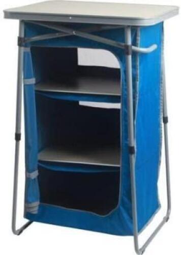 DESCRIPTION: (1) COLLAPSIBLE CABINET BRAND/MODEL: OZARK TRAIL INFORMATION: BLUE RETAIL$: $90.00 EA SIZE: 3 SHELF QTY: 1