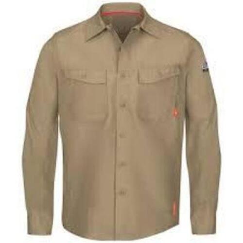 DESCRIPTION: (10) FLAME RESISTANCE BUTTON-UP SHIRT BRAND/MODEL: I-GUARD #JGNXLSTD-C9 INFORMATION: GREEN, 44R RETAIL$: 26.16 EACH SIZE: LARGE, IMAGES A