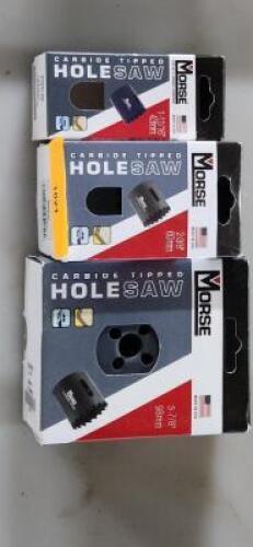 DESCRIPTION: (3) CARBIDE TIPPED HOLE SAWS BRAND/MODEL: NMORSE 53WL98, 53WM08, 53WM21 RETAIL$: $30.47 EA SIZE: VARIOUS QTY: 3