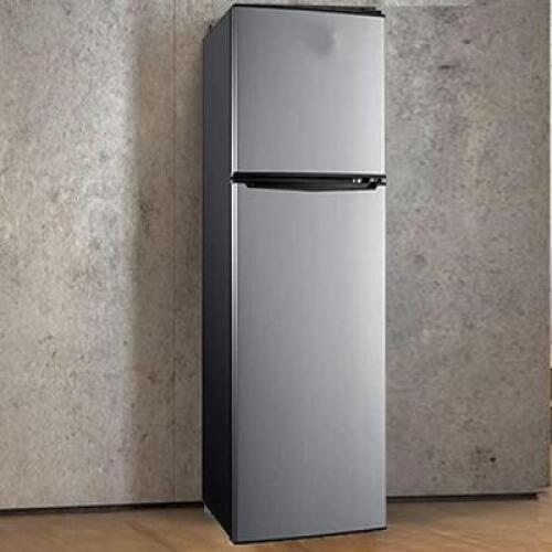 DESCRIPTION: (1) TWO DOOR MINI FRIDGE W/FREEZER INFORMATION: STAINLESS STEEL LOOK, RETAIL$: $299.99 SIZE: 4.6 CUFT, 21.61"D x 19.13"W x 48.09"H QTY: 1