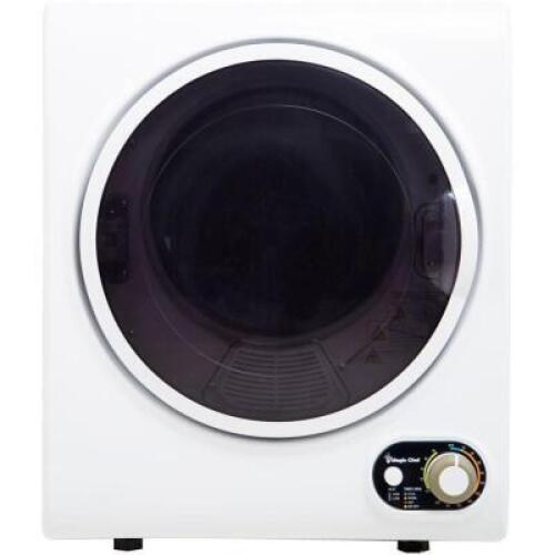 DESCRIPTION: (1) COMPACT ELECTRIC DRYER BRAND/MODEL: MAGIC CHEF INFORMATION: STEEL, USES STANDARD 110V OUTLET, RETAIL$: $279.99 SIZE: 16.1 x 19.5 x 23