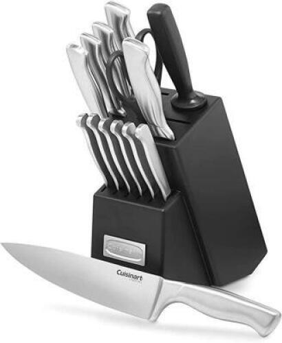 DESCRIPTION: (1) 15-PACK KITCHEN KNIFE SET W/BLOCK BRAND/MODEL: CUISINART INFORMATION: HOLLOW HANDLE, STAINLESS STEEL RETAIL$: $59.99 QTY: 1