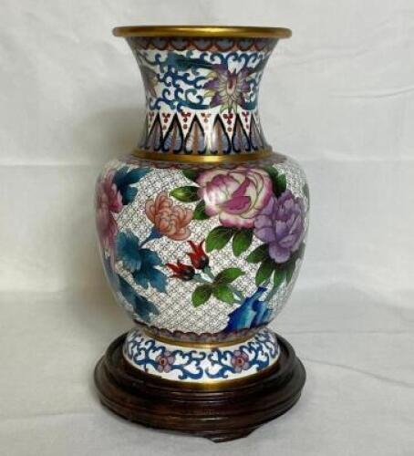 VINTAGE ASIAN CLOISONNE PORCELAIN VASE