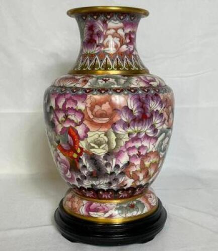 VINTAGE ASIAN CLOISONNE PORCELAIN VASE