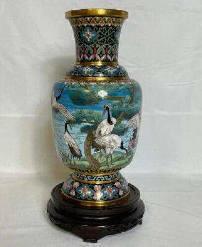 VINTAGE ASIAN CLOISONNE PORCELAIN VASE
