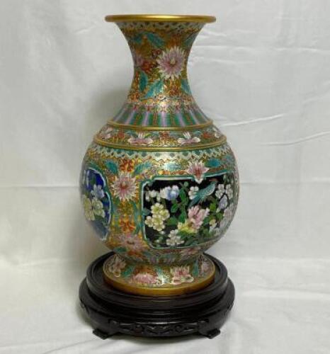VINTAGE ASIAN CLOISONNE PORCELAIN VASE