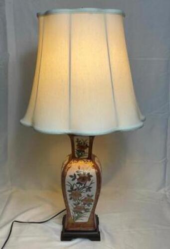 VINTAGE CLOISONNE LAMP WITH PORCELAIN BASE