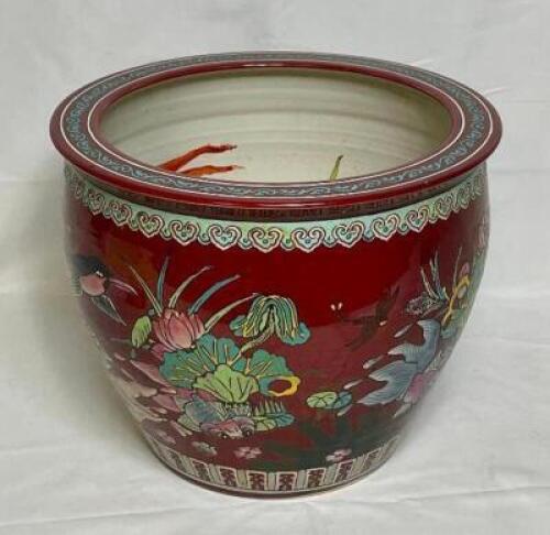 VINTAGE HAND-PAINTED IMARI PORCELAIN PLANTER WITH INTERIOR PAINTINGS