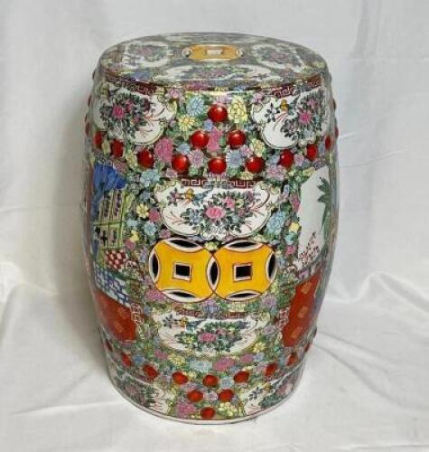 VINTAGE CLOISONNE PORCELAIN GARDEN STOOL