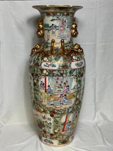 LARGE 3 FT. VINTAGE IMARI PORCELAIN VASE