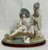 LLADRO PORCELAIN FIGURINE WITH WOOD BASE - "SPRINGTIME IN JAPAN" (RETIRED)