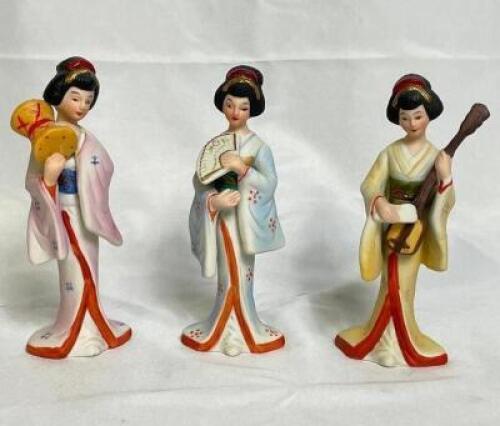 (3) - PC. PORCELAIN GEISHA FIGURINE SET - MUSICIANS