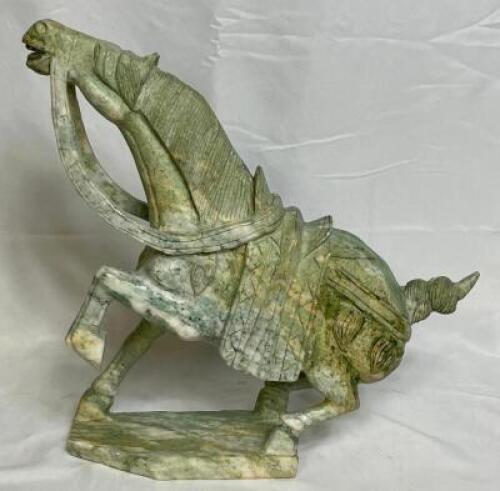 SOLID JADE TANG SANCAI HORSE SCULPTURE
