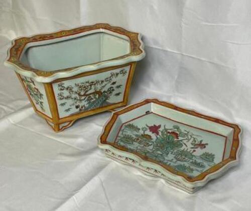 IMARI PLANTER WITH MATCHING DECORATIVE WATER DISH