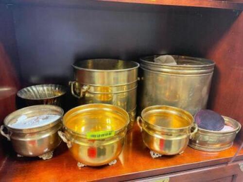 (7) - ASSORTED BRASS PLANTERS