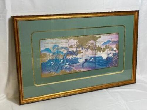 VINTAGE JAPANESE MEIJI SIX PANEL FRAMED REPRODUCTION